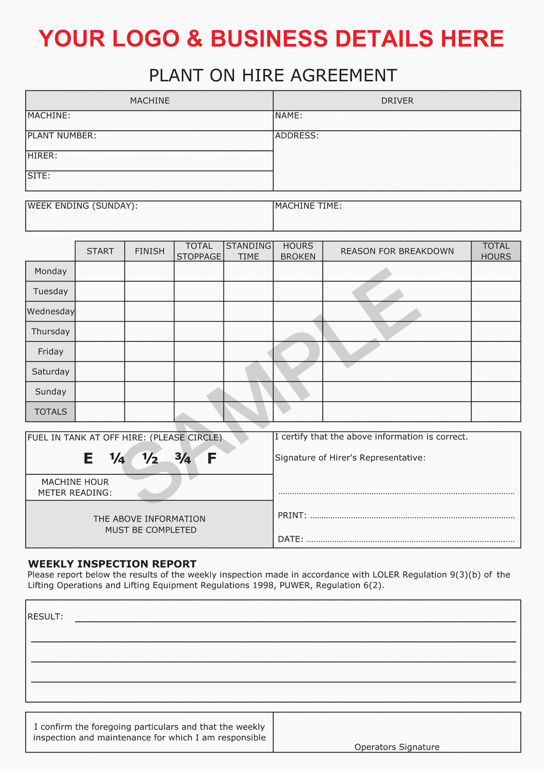 plant hire business plan